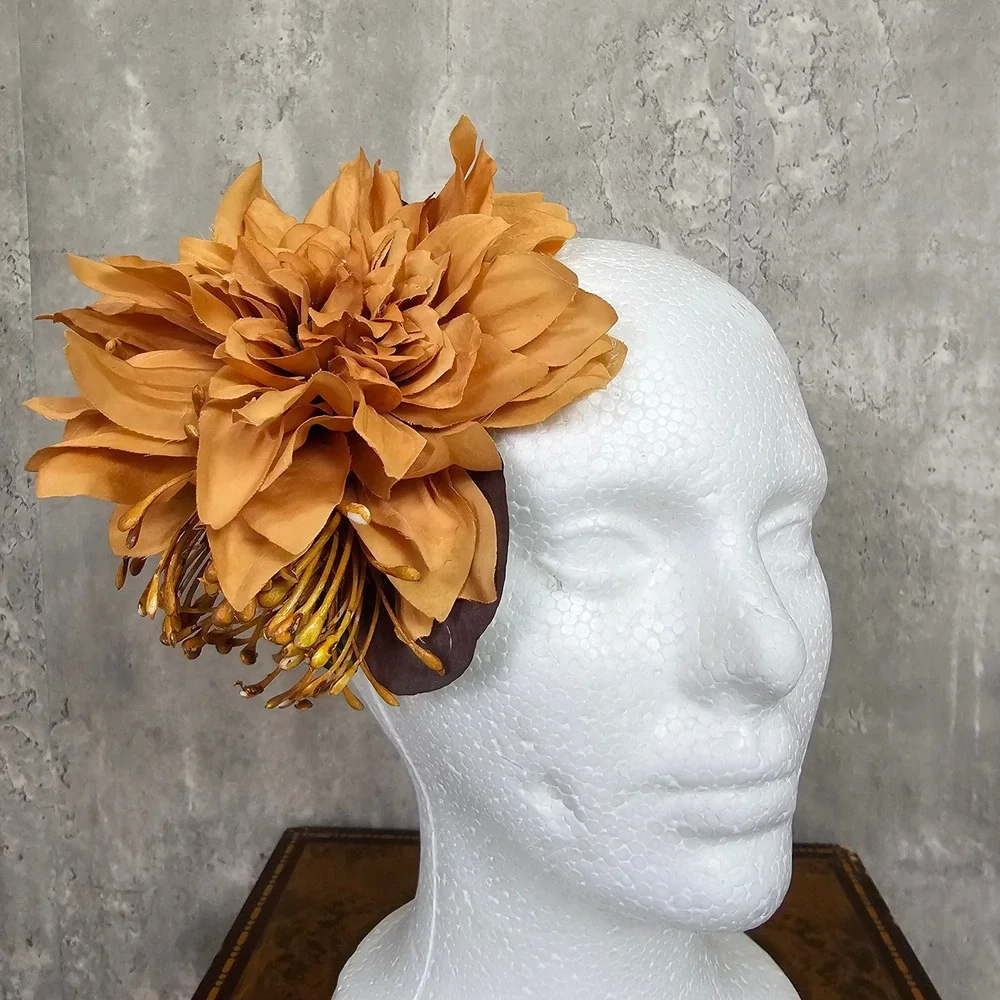 Handmade Dahlia Fascinator Hair Flower‎ Clip Floral Races Wedding Party